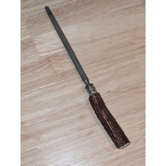 VTG c1960s Latham & Owen 13" Knife Sharpener w/ Rustic Stag Horn Antler Handle - Picture 1 of 4